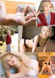 A collage of photos of a woman in lingerie.